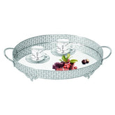 Airline Premium Oval Service Tray with Handle Silver